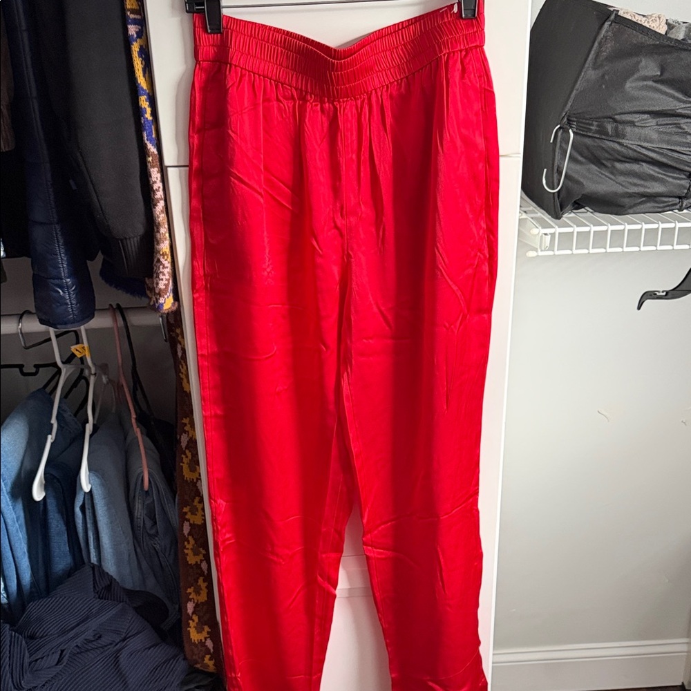 J.Crew Pull-on washable silk charmeuse pant red size 6 NWOT